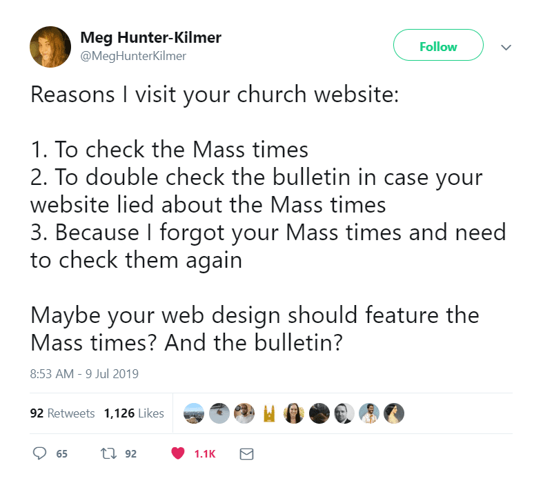 publish your mass times everywhere
