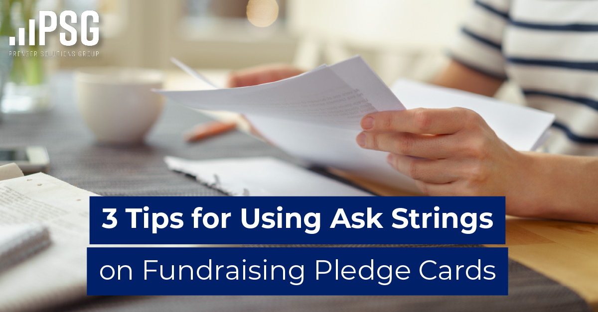 using ask strings on pledge cards